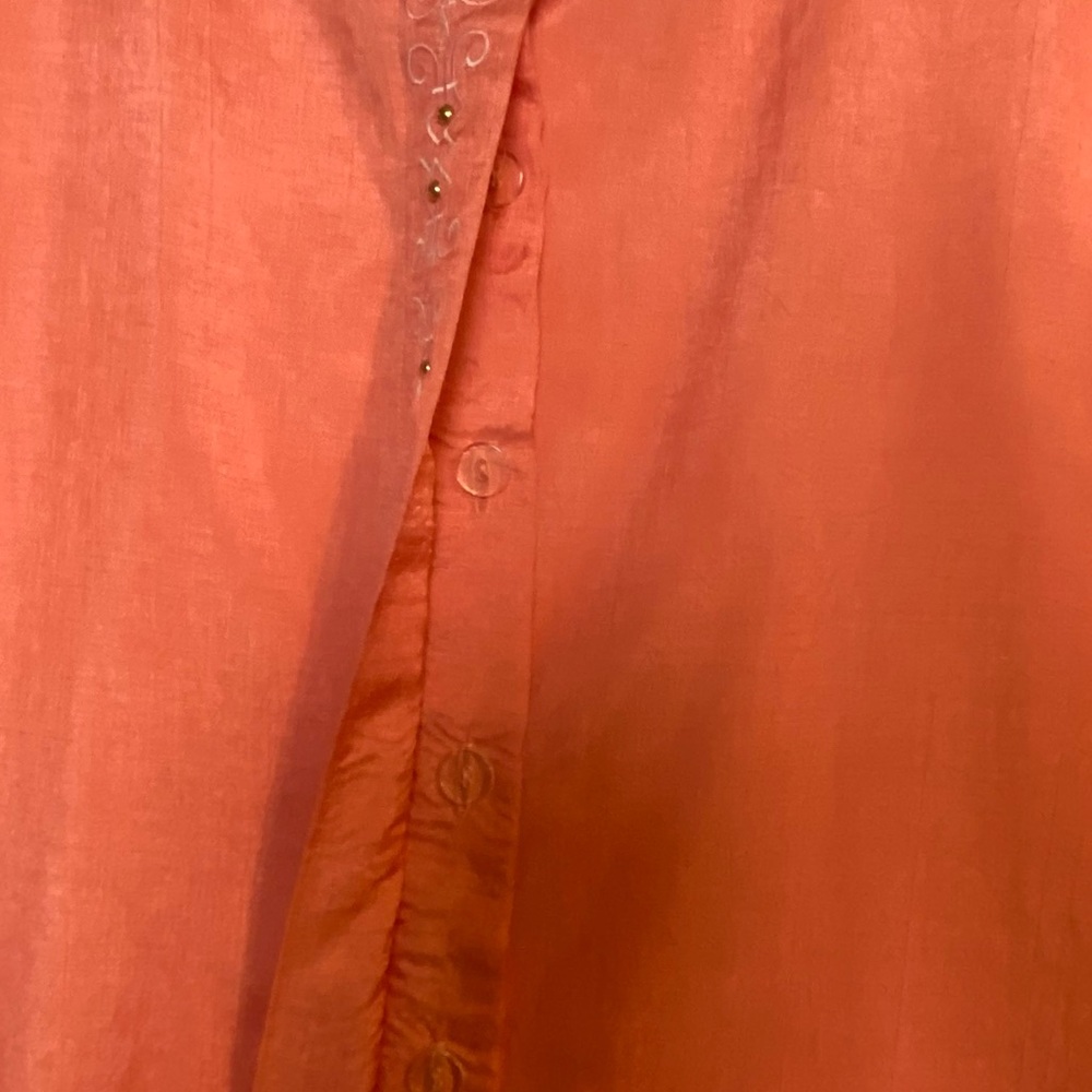 Solid Peach Button Front Blouse Size Medium By Pa… - image 6